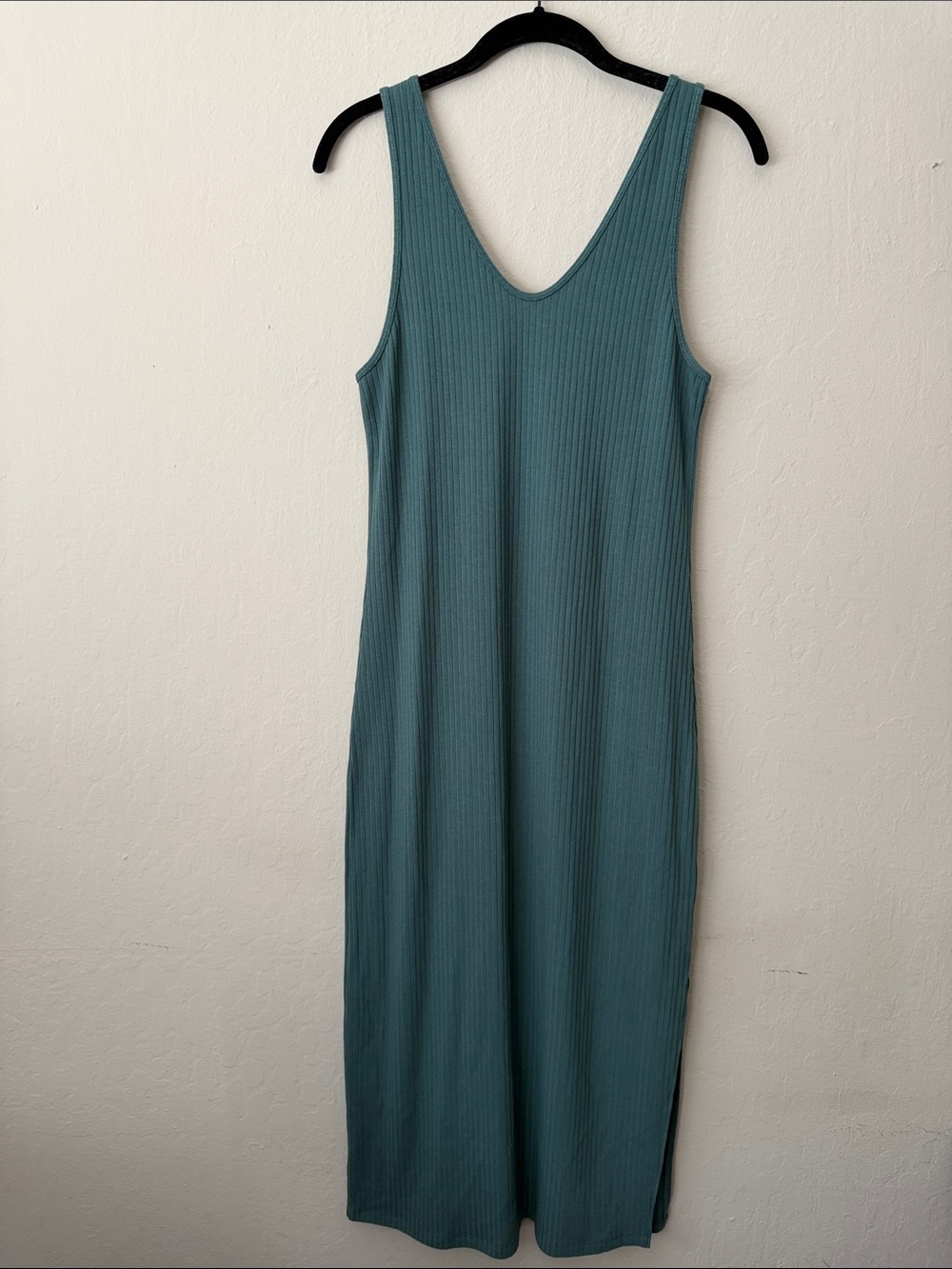 Abercrombie & Fitch Teal Ribbed Tank Midi Dress
